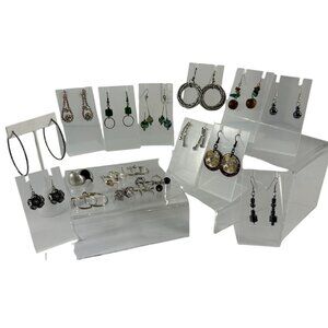 Mixed Lot 18 Earrings Dangle Hoops Beaded Silver Tone Studs Rhinestones